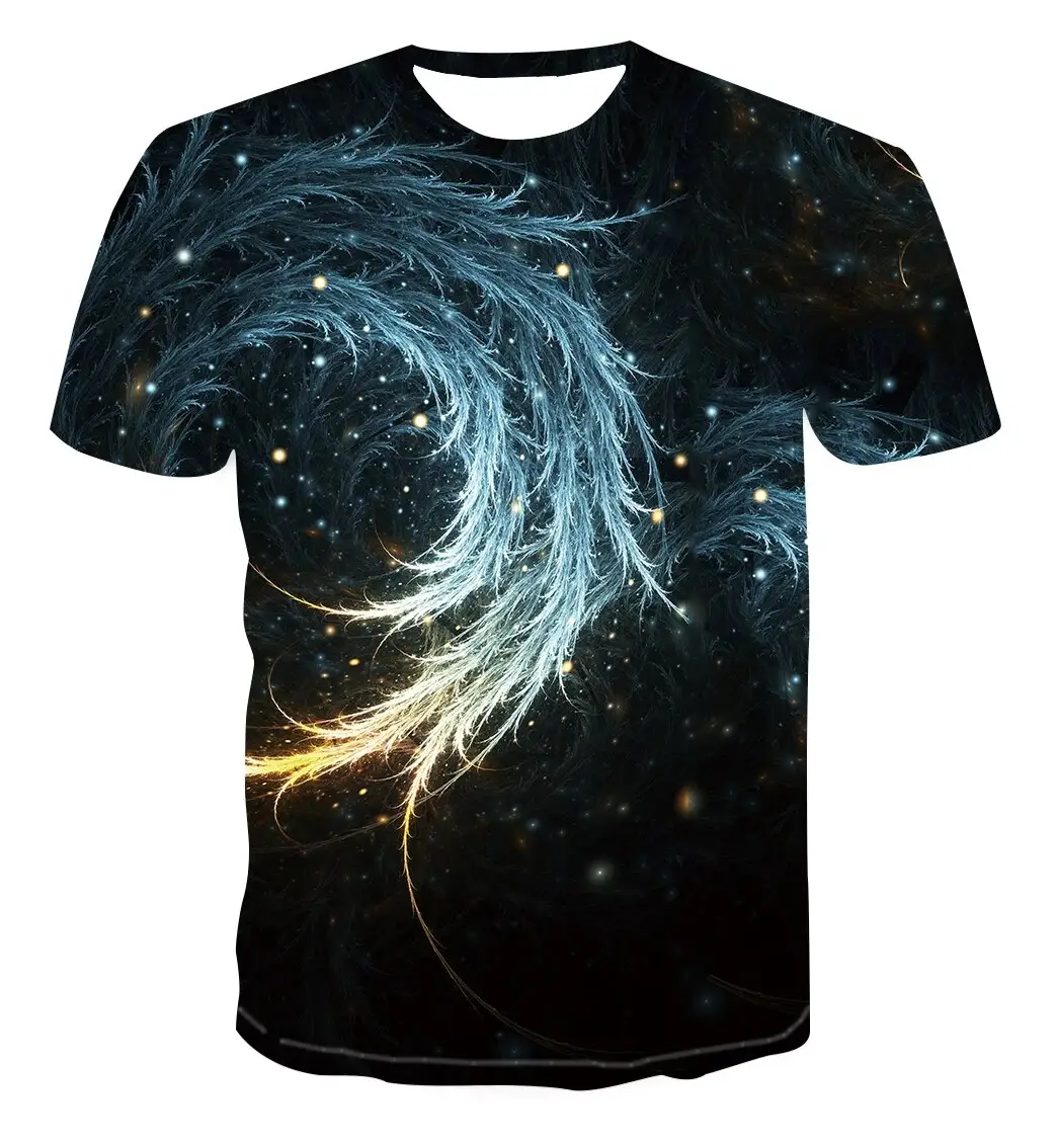 T-shirt con stampa astratta tridimensionale di moda estiva Casual t-shirt da uomo di tendenza hip hop traspirante