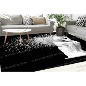 Tapis imprimé avec motif de sculpture moderne, noir et blanc, décoration tendance pour la maison, avec tapis à poils doux - Product Image 3