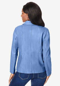 Women's High Quality Genuine Leather Varsity Jacket Fashionable <b>Printed</b> Design Breathable Knitted <b>Fabric</b> Sheep Fur for Winter - Product Image 4