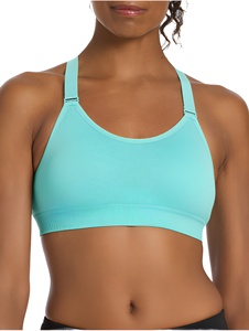 Soutien-gorge de sport turquoise côtelé à compression pour femme, idéal pour le yoga - Product Image 1