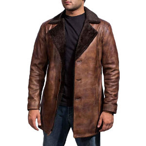 Veste en cuir pour homme au toucher doux, col montant, élégante, pour l'hiver, finition lisse, confortable, manteau tendance - Product Image 3