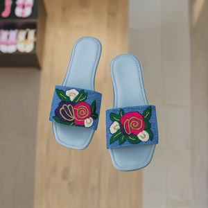 Zapatos planos sin cordones florales morados hechos a mano de calidad de exportación, cómodos zapatos para el verano bohemios, duraderos y elegantes para el uso diario - Product Image 4