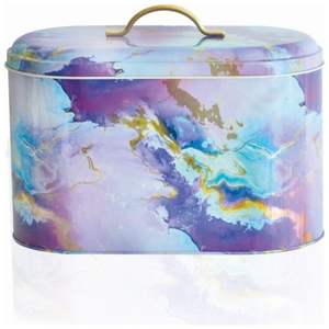 178X338X200mm Boîte à pain en métal à texture marbrée rose et or avec poignée 9.8L Stockage et récipient pour aliments - Product Image 1