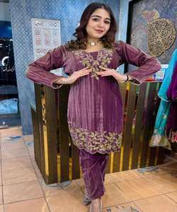 Venta al por mayor Eid Vestido de estilo modesto especial con tela Georgette y bordado elegante para las mujeres musulmanas kurta - Product Image 4