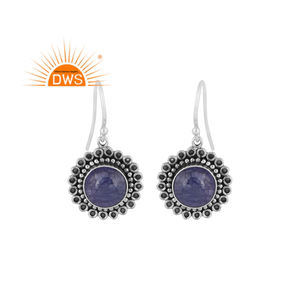 Pendientes de piedras preciosas de tanzanita natural de plata esterlina oxidada más vendidos, fabricante de joyería personalizada - Product Image 1