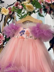 Vestidos de Cumpleaños para Niñas de Un Año, Diseño Halter, Múltiples Capas Flotantes, Decoración con Cuentas Ecológicas, OEM/ODM, Superventas - Product Image 4