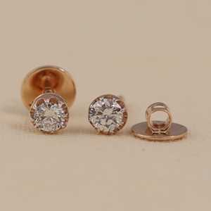 Boucles d'oreilles clous en diamant de laboratoire taille ronde, qualité supérieure, argent sterling et or, clarté VS1, bijoux en diamant - Product Image 5