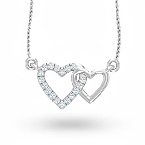 Luxury Diamond Interlocking Hearts Sideways Necklace with Chain Sparkling Gemstones Perfect <b>Gift</b> <b>for</b> Women <b>Girls</b> <b>Birthday</b> - Product Image 1