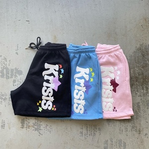 Unisex 2-Piece Sweat Suit 100% Cotton 24oz Screen Print Stars Embroidered Sleeves Plus Size Hoodie Shorts Washed for Autumn - Product Image 2