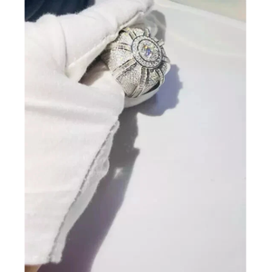 3 quilates corte redondo Real Moissanite personalizar anillo de dedo meñique para hombre 14K chapado en oro blanco anillos de moissanita fina para hombres y mujeres - Product Image 3