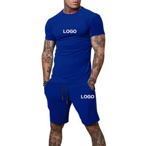 T-shirt surdimensionné pour hommes de haute qualité en gros de logo personnalisé de broderie ensemble de short de jogging grande taille extensible 2 pièces d'été - Product Image 1