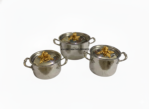 Ready to Ship Casserole Silver Cookware <b>Pots</b> <b>Pan</b> Hand-Hammered Serving Dish Party Wedding Tabletop Decorate utensil - Product Image 6