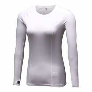 Camiseta de entrenamiento Jacquard ecológica con cuello redondo para mujer, diseño sin costuras de compresión de manga corta - Product Image 2