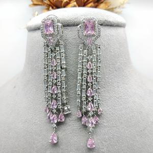 ต่างหูยาวประดับเพชรเพทายสุดอินเทรนด์ต่างหูแฟชั่นหรูหราสำหรับผู้หญิงประดับหินเพทายสำหรับงานเลี้ยง - Product Image 1