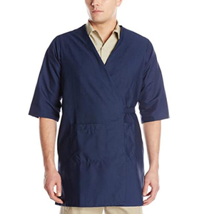 Chaqueta de Trabajo sin Cuello para Chef de Restaurante, de Manga Media, Mezcla de Poliéster y Algodón para Hombre - Product Image 2