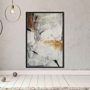 Modern Neutral Abstract <b>Canvas</b> Print, Earth Tone Artwork for Home Decor,Black <b>Framed</b> - Product Image 1