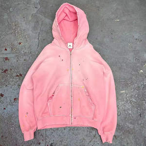 Sudadera con Capucha Extra Grande de Estilo Desgastado con Lavado Ácido Personalizada, Sudadera con Capucha para Hombre con Efecto Desgastado y Decoración de Cremallera - Product Image 6