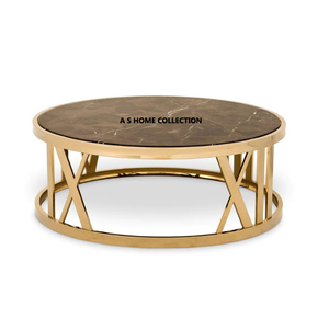 Mesa de Centro de Metal para Sala de Estar con Tapa de Vidrio Templado de Diseño Moderno, Único y de Alta Gama, Fabricada en Acero Inoxidable - Product Image 4