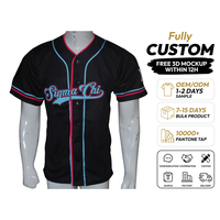 Maillot de baseball noir personnalisé à manches courtes, col en V, fermeture boutonnée, impression par sublimation, Sigma Chi, unisexe, évacuation de l'humidité, coupe ample