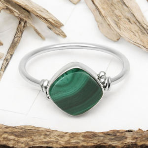 Bague en forme de coussin en argent sterling 925 avec pierre précieuse de malachite naturelle pour femme fille bijoux faits à la main fournisseur à prix d'usine direct - Product Image 1