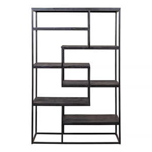 Bowi 120 cm Bowi 120 cm Zwart MANGOHAUTEN Vakkenkast voor Home en Hotel Librerías de hierro voor Woonkamer en Keuken Display - Product Image 2