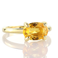 Plaqué or rose solide 925 argent Sterling naturel Citrine ovale coupe pierres précieuses anneaux empilables personnalisé fabriqué en usine bijoux fins