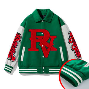 Custom Logo <b>Men's</b> Polyester/Cotton Hooded Winter Eco-Friendly Windproof Letterman Baseball <b>Jacket</b> - Product Image 3