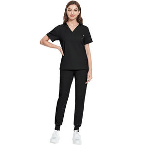 Conjunto de uniforme de Enfermería de dos piezas para mujer, pantalones de LICRA elásticos, traje de uniforme recto hecho de punto para Hospital - Product Image 1
