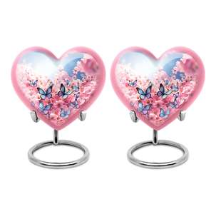 Butterfly Heart Urn <b>for</b> <b>Ashes</b> Decorative Urn in Pink Available in 3" Keepsake 10" Large Size Modern Burial Urn <b>for</b> Human <b>Ashes</b> - Product Image 6