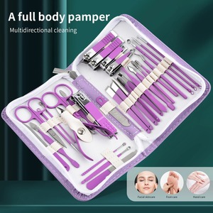 Kit de manucure et pédicure en acier inoxydable, 30 pièces, avec lame droite et tranchante, pratique pour les voyages - Product Image 2