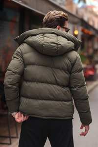 Manteau d'hiver imperméable pour homme avec fermeture à glissière Garniture épaisse en fourrure de cheval garnie de duvet d'oie gris-Équipement de plein air de haute qualité - Product Image 6