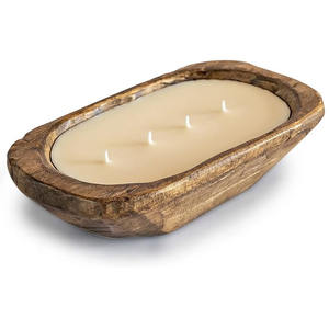 Juego de 2 uds de tamaño personalizado de nuevo diseño, vela de Mango, cuenco de madera, cuenco de vela de soja, acabado Natural para decoración de boda en casa - Product Image 6