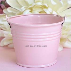 Seau en métal en fer multicolore avec poignées pour la maison et le jardin Jardinières décoratives Seaux multi-usages - Product Image 2