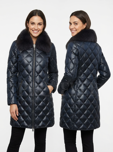 Manteau d'hiver matelassé long imperméable pour femme, col en fausse fourrure, chaud, rembourré, fermeture éclair, coupe ajustée, vêtements d'extérieur, manteaux matelassés - Product Image 2