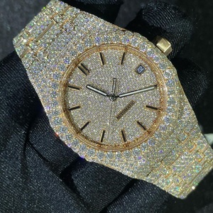 Montre en diamant ton jaune glacé complet de vendeur chaud, montre en diamant personnalisée pour hommes, montres automatiques avec livraison gratuite - Product Image 1