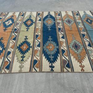 Alfombra de 5.4x8.3 pies, Alfombra Turca Vintage Grande, Alfombra de Lana Azul - Product Image 3