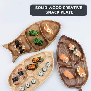 Wooden Divided Serving <b>Tray</b> <b>Decorative</b> Compartment <b>Tray</b> Fish Shape Dried Fruit Storage Plate Small <b>Trays</b> supplier - Product Image 3