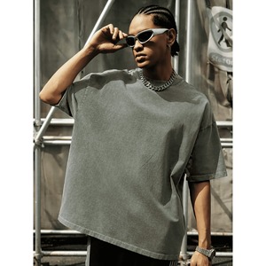 Men's Oversized T Shirts Vintage Half Sleeves 100% Cotton Casual Baggy Worsted Summer Solid Loose Tops Unisex - Product Image 2