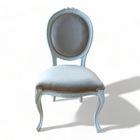 Chaise de salle à manger Louis XV en bois massif blanc vieilli avec siège rembourré, design moderne, pliable pour appartement et parc