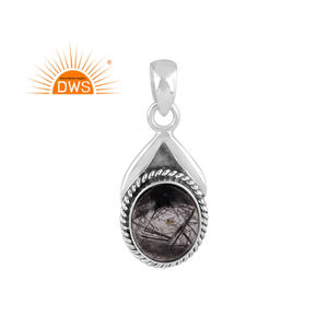 จี้อัญมณีสีดำธรรมชาติทำจากเงินแท้ออกซิไดซ์ออกแบบได้ตามต้องการ - Product Image 1
