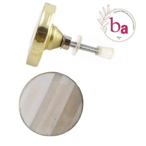 Poignée de tiroir de porte d'armoire de cuisine en résine corne osseuse en laiton, bouton de luxe moderne européen, crème ronde, poignée pour armoire de cuisine - Product Image 1