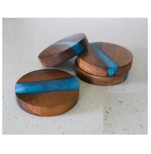 Sous-verre en bois écologique fait à la main en résine et époxy Sous-verre classique de haute qualité de forme ronde pour les sous-verres en pierre à la maison - Product Image 2