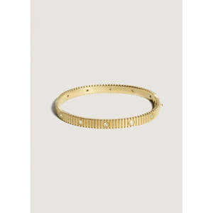 Pulsera Solis Ribbed IV Anniversary Diamond de Oro Sólido de 14k, Oro Amarillo, 0.50ctw, Diseño Elegante e Intrincado para un Accesorio con Estilo - Product Image 1