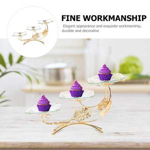 Plateau de service indien en cristal et métal à 3 niveaux, écologique, durable, lavable au lave-vaisselle, avec rangement pour la cuisine, les fêtes, l'hôtel - Product Image 6