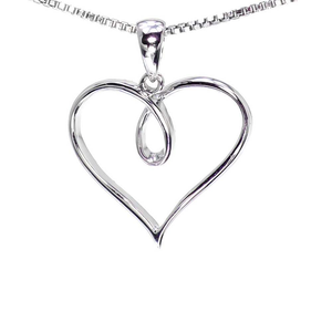 Pendentif coeur creux élégant avec diamants Moissanite blancs Charm collier de bijoux de fête en argent - Product Image 2