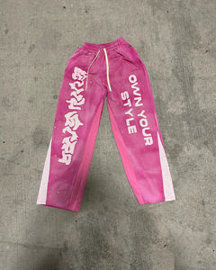 Pantalons empilés personnalisés pour hommes 300 400 g/m² 100% coton ourlet brut bord coupé pantalon de survêtement évasé délavé au soleil et à l'acide - Product Image 5