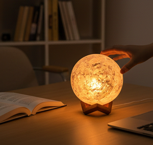 Sphere Shape Natural Grey Salt Himalayan Salt <b>Lamp</b> 5kg Crystal Ball Wooden Base Healing Ionizer Night Light - Product Image 2