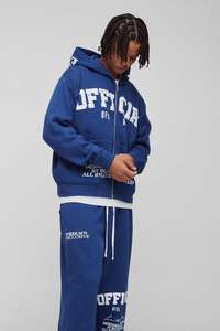 New Arrival Custom Logo Official Print <b>Oversized</b> Boxy Hoodie Zipper Sweatpants Sustainable Jogger Set & <b>Cargo</b> <b>Pant</b> Tracksuit - Product Image 3