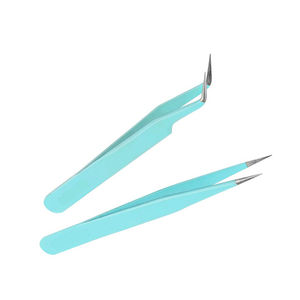 Pinzas para extensión de pestañas DIYDAY Lake Bule, pinzas de precisión para cejas de acero inoxidable, aislamiento de volumen de punta de fibra - Product Image 2