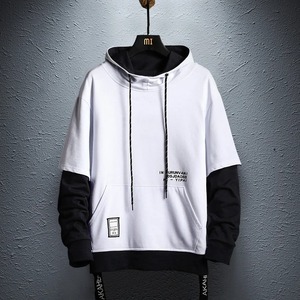 New <b>Men's</b> Winter Hip Hop Patchwork Fleece Hoodie Casual Streetwear <b>Pullover</b> Colorblock Design 100% Cotton Fashion Sweatshirt - Product Image 2